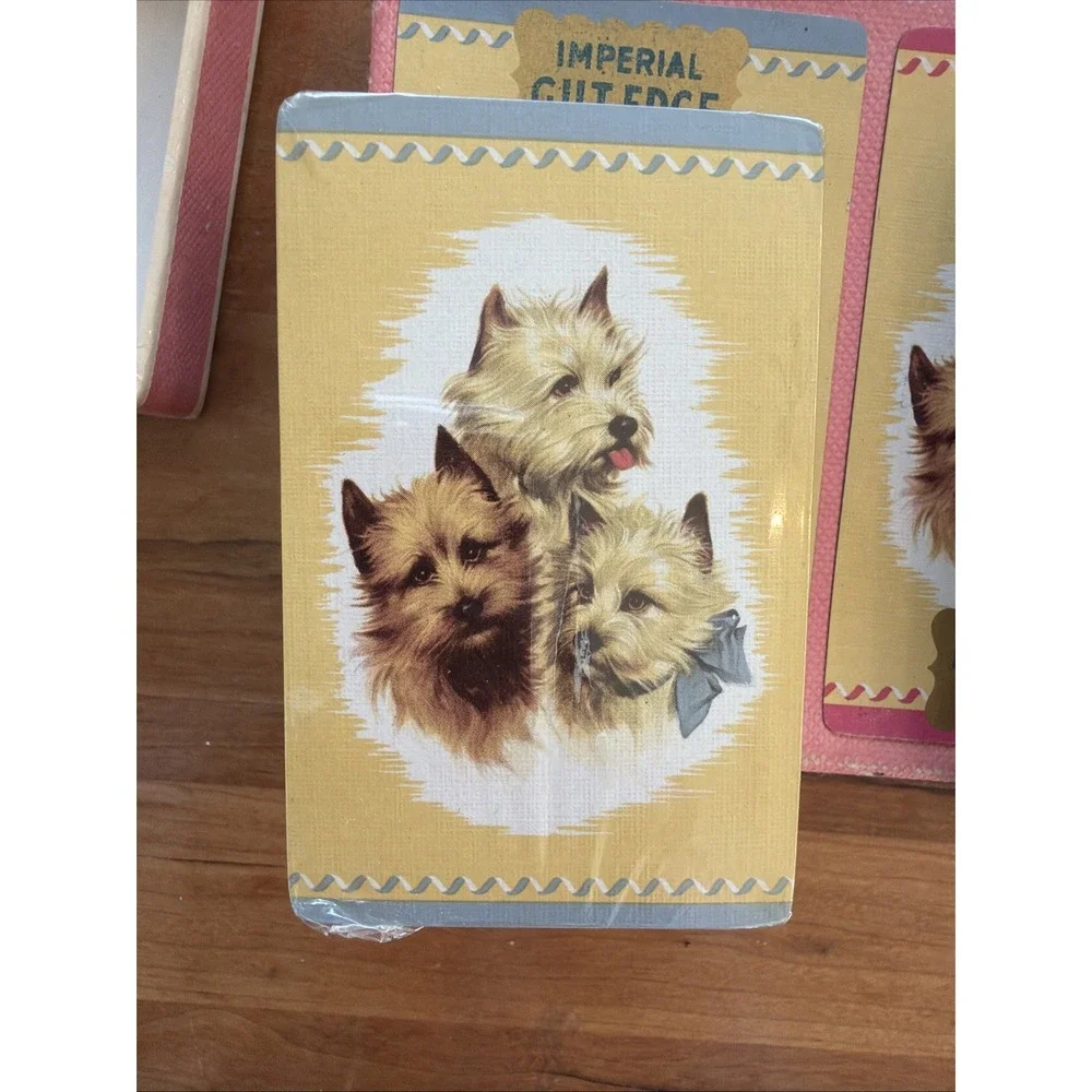 Vintage Imperial Gilt Edge Playing‎ Cards Dog Theme Double Deck Sealed